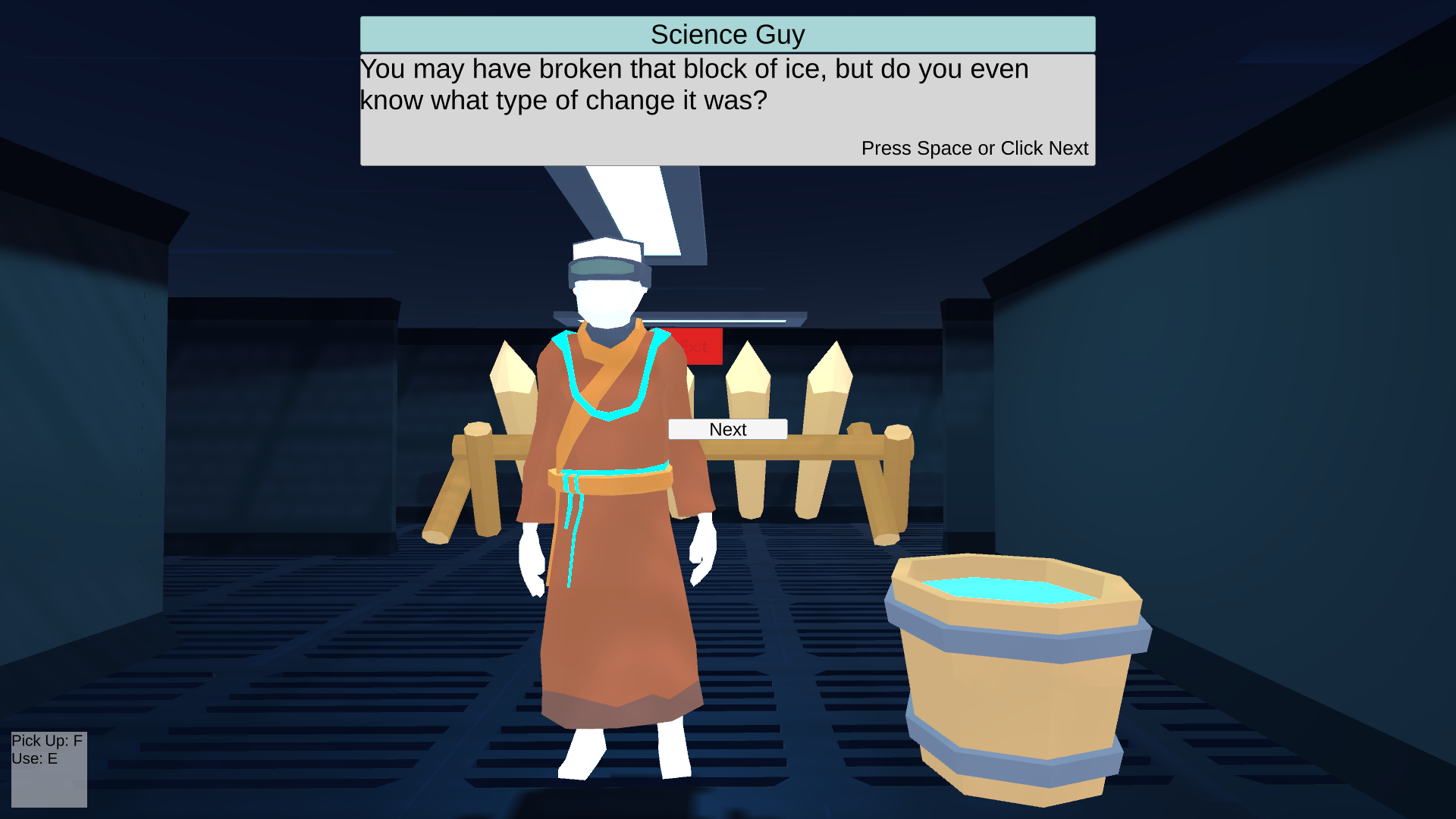 Example of a dialogue interaction in Space Station Reaction